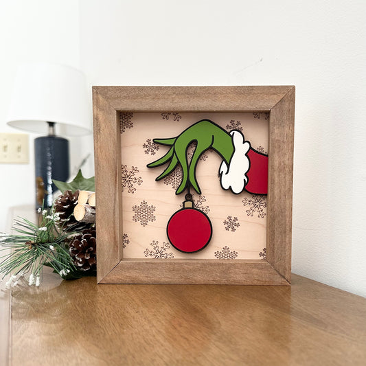 Grinch 3D mini wood sign