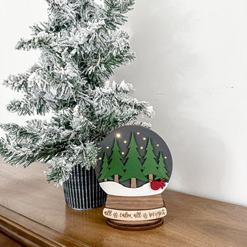 Pine Trees Lighted Snow Globe