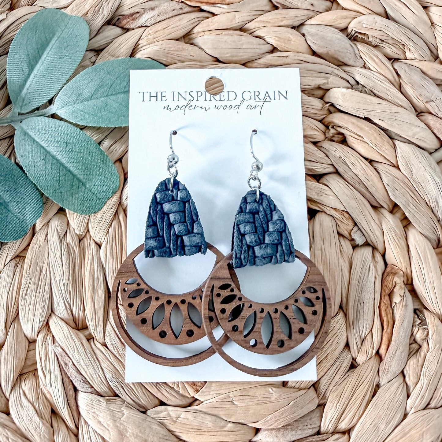 Boho Hoop Earrings - Charcoal Knit