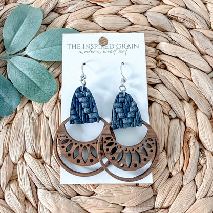 Boho Hoop Earrings - Charcoal Knit