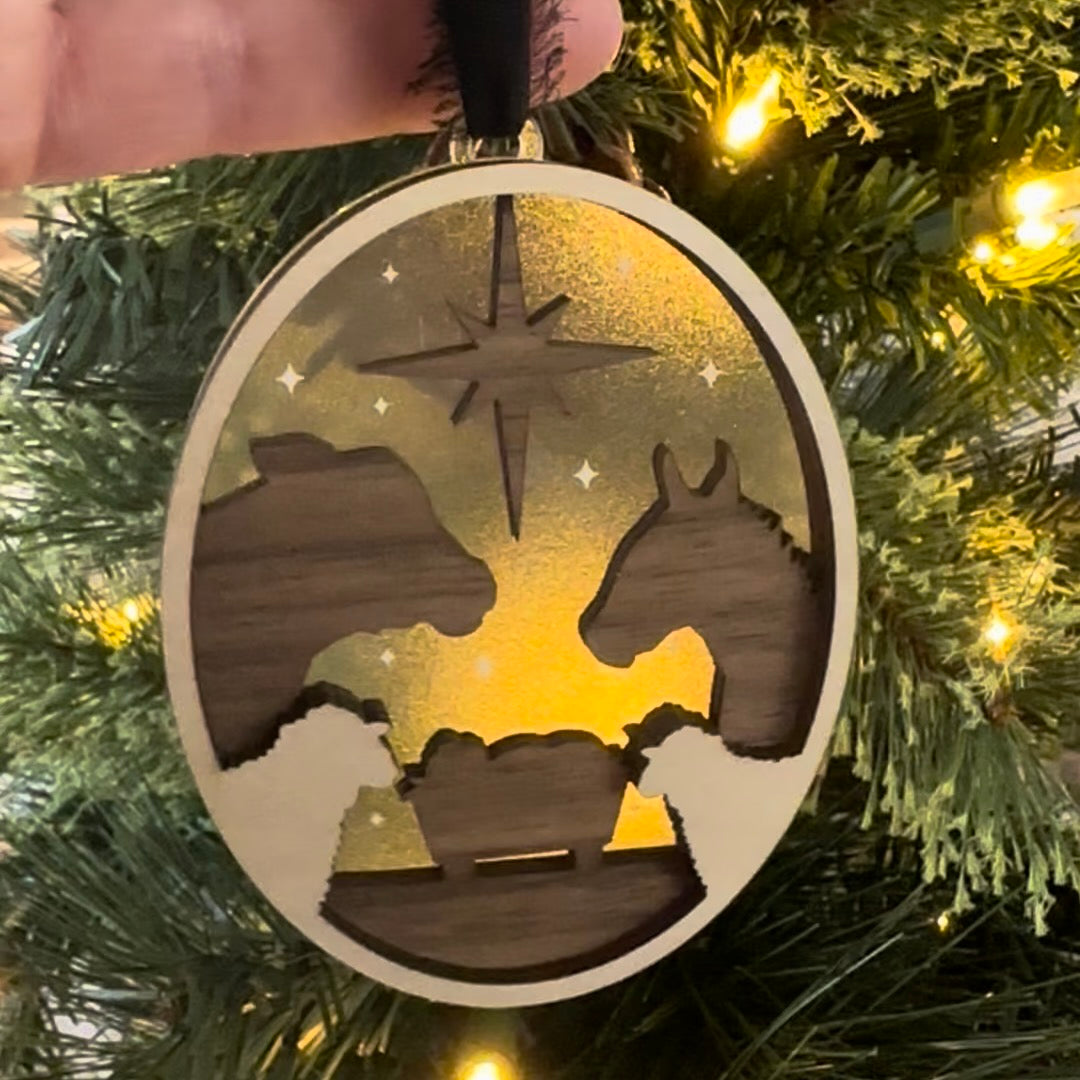 Animals at the manger ornament