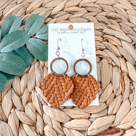Scallop Hoop Earrings - Pumpkin Orange