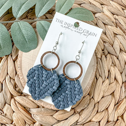 Scallop Hoop Earrings - Denim Knit