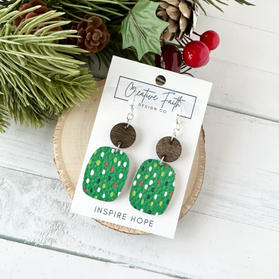 Rectangle Round Earrings - Holiday Rain