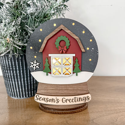 Red Barn Lighted Snow Globe