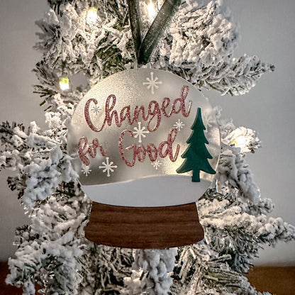 Pink and Green Snow Globe Ornament - Changed for Good