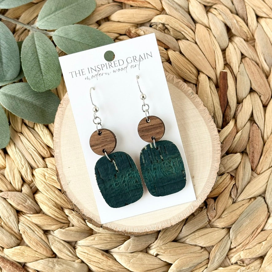 Rectangle Round Earrings - Natural Blue