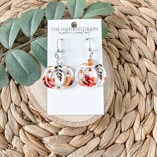 Pumpkin Earrings - fall floral