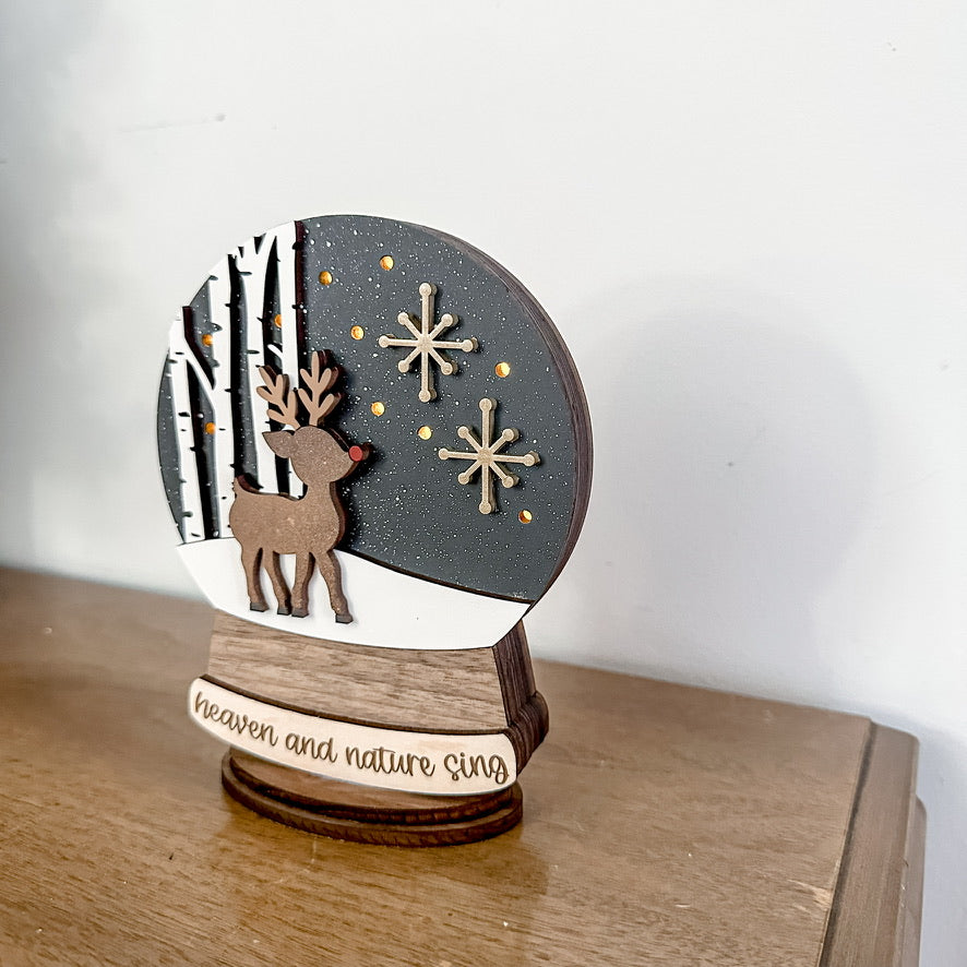 Reindeer Lighted Snow Globe