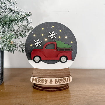 Red Truck Lighted Snow Globe