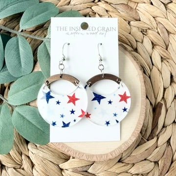 Round Arch Earrings - Patriotic Stars