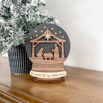 Manger Lighted Snow Globe