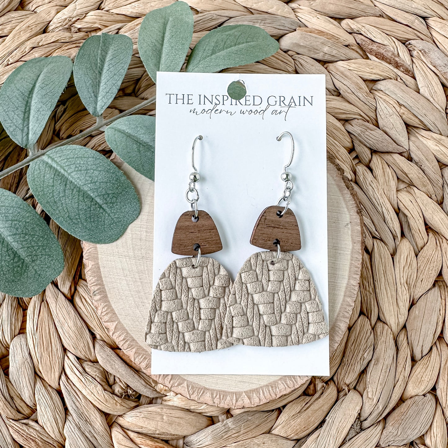 Trapezoid Earrings - Buff Knit