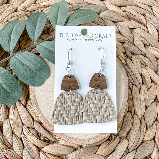 Trapezoid Earrings - Buff Knit
