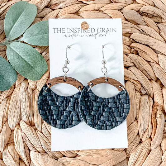 Round Arch Earrings - Charcoal Knit