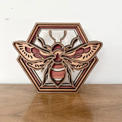 Bee Hexagon Shadowbox