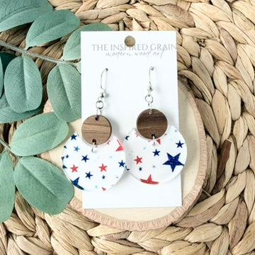 Split Circle Earrings - Patriotic Stars
