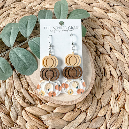 Pumpkin Stack Earrings - mustard