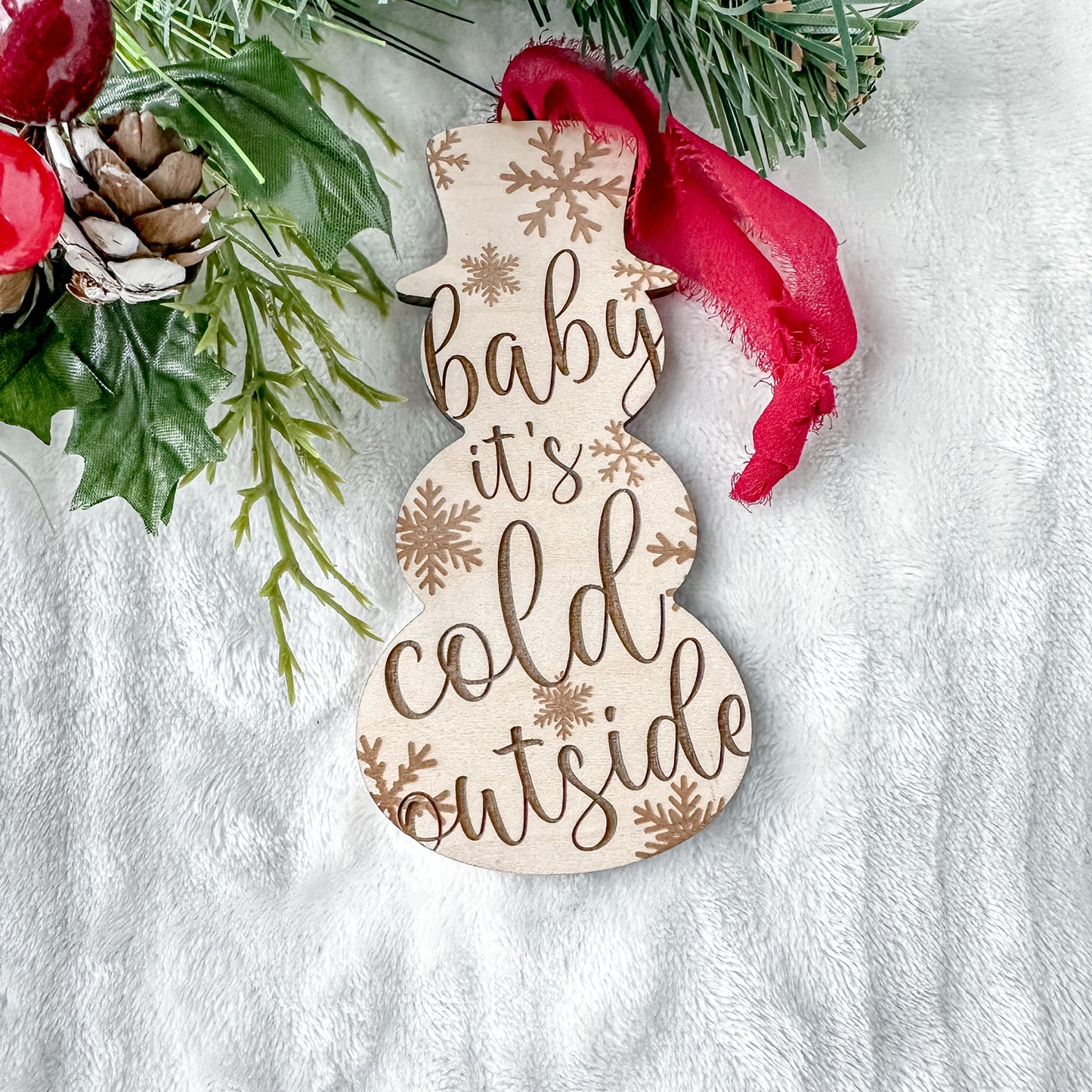 Snowman Christmas Ornament - Baby it's cold outside