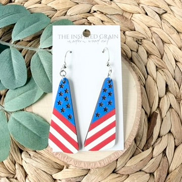 Oblong Earrings - American Flag