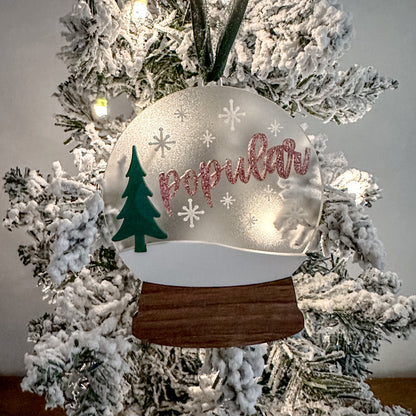 Pink and Green Snow Globe Ornament - Popular