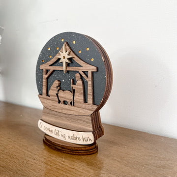 Manger Lighted Snow Globe