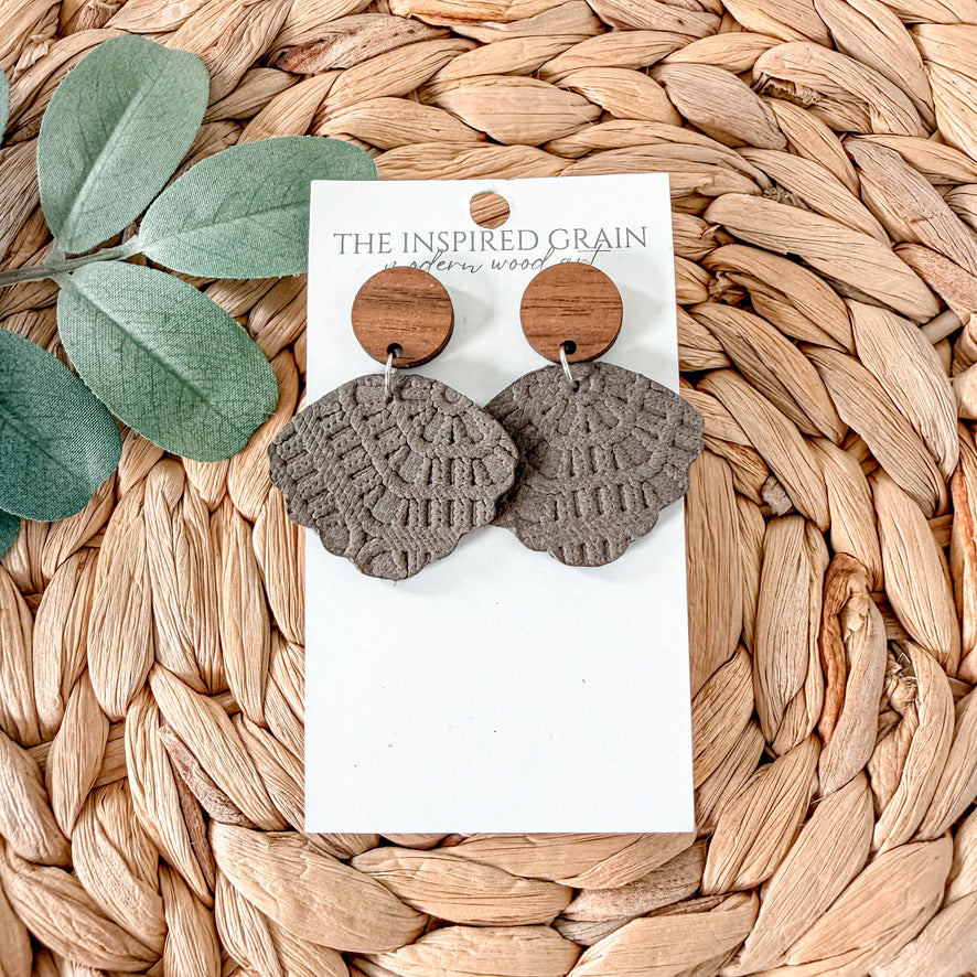 Scallop Earrings - Olive Lace