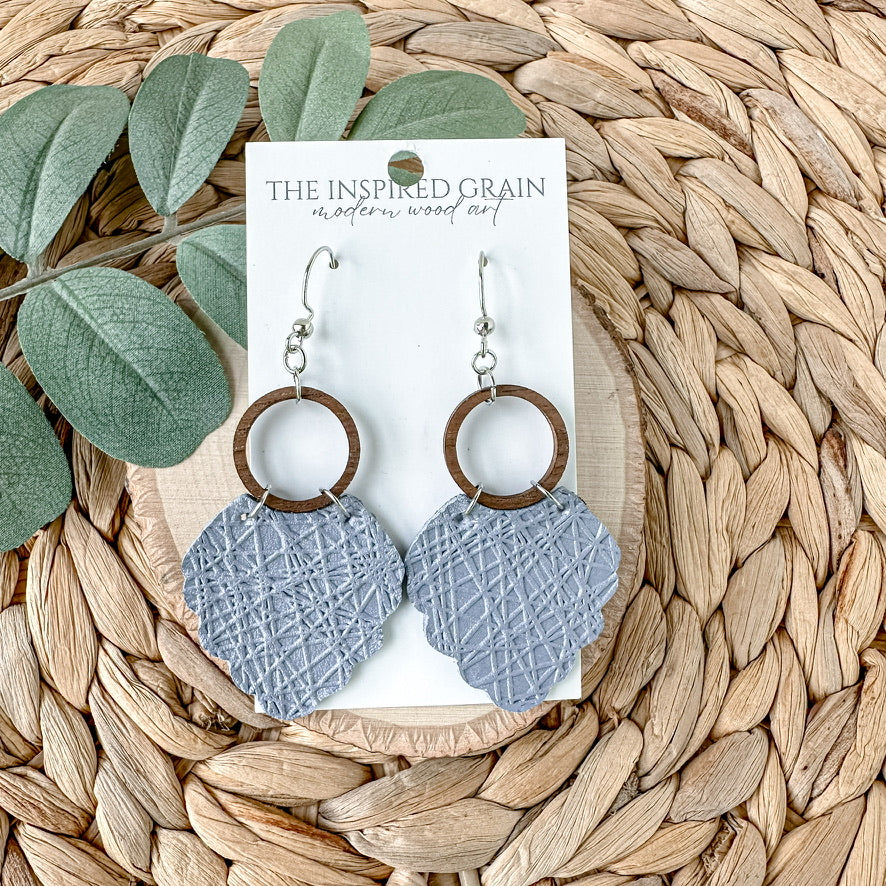Scallop Hoop Earrings - Lilac Abstract