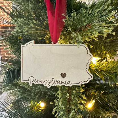 PA Heart Christmas Ornament