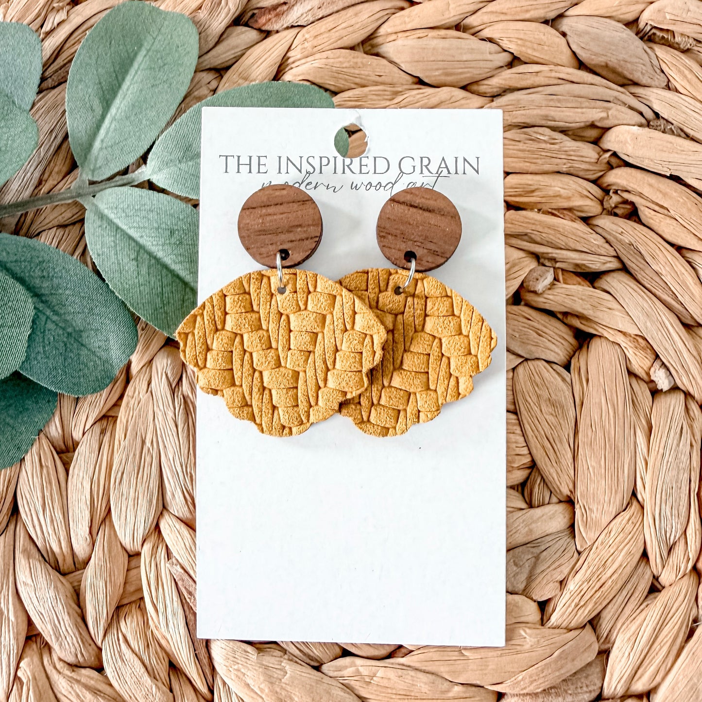 Scallop Earrings - Mustard Knit