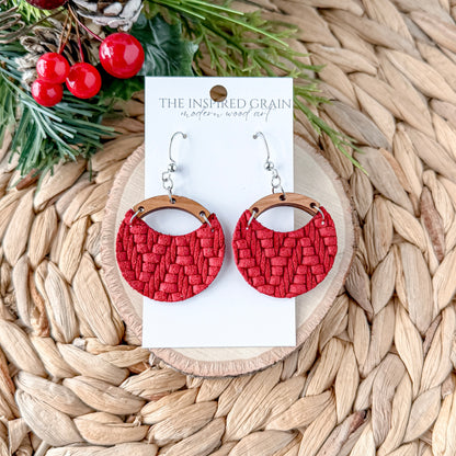 Round Arch Earrings - Holiday Red