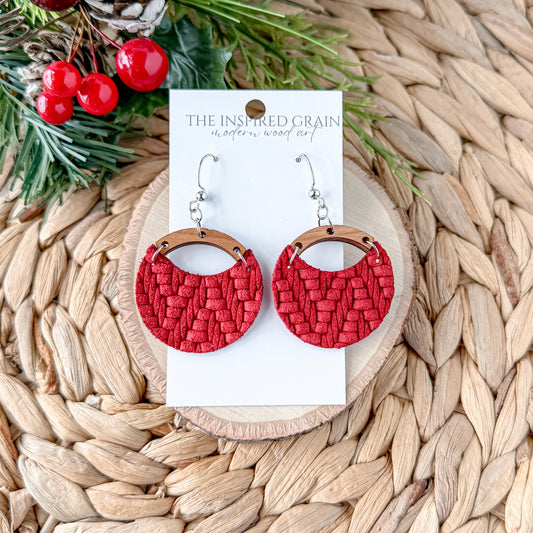 Round Arch Earrings - Holiday Red