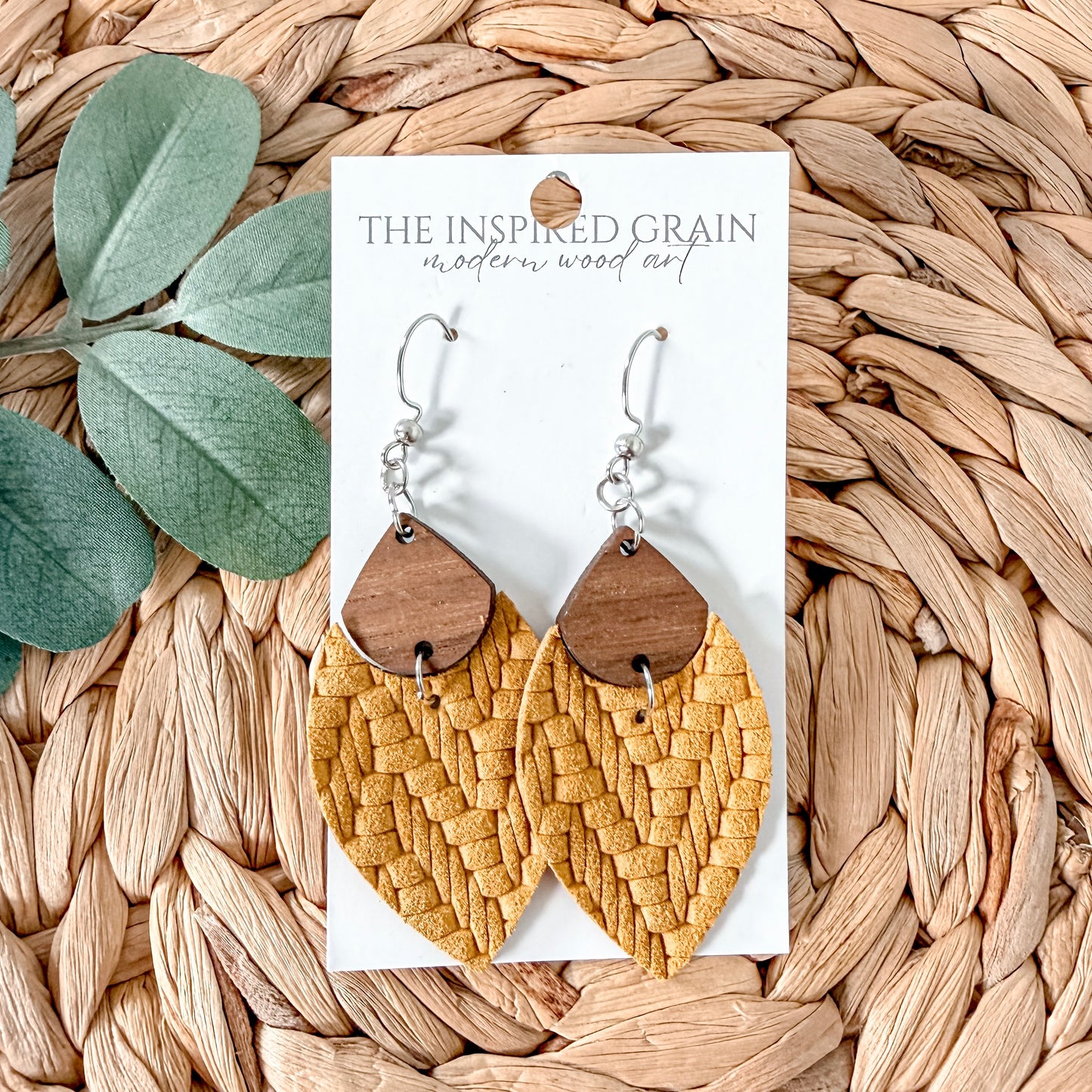 Split Petal Earrings - Mustard Knit
