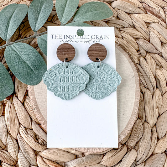 Scallop Earrings - Seafoam Lace