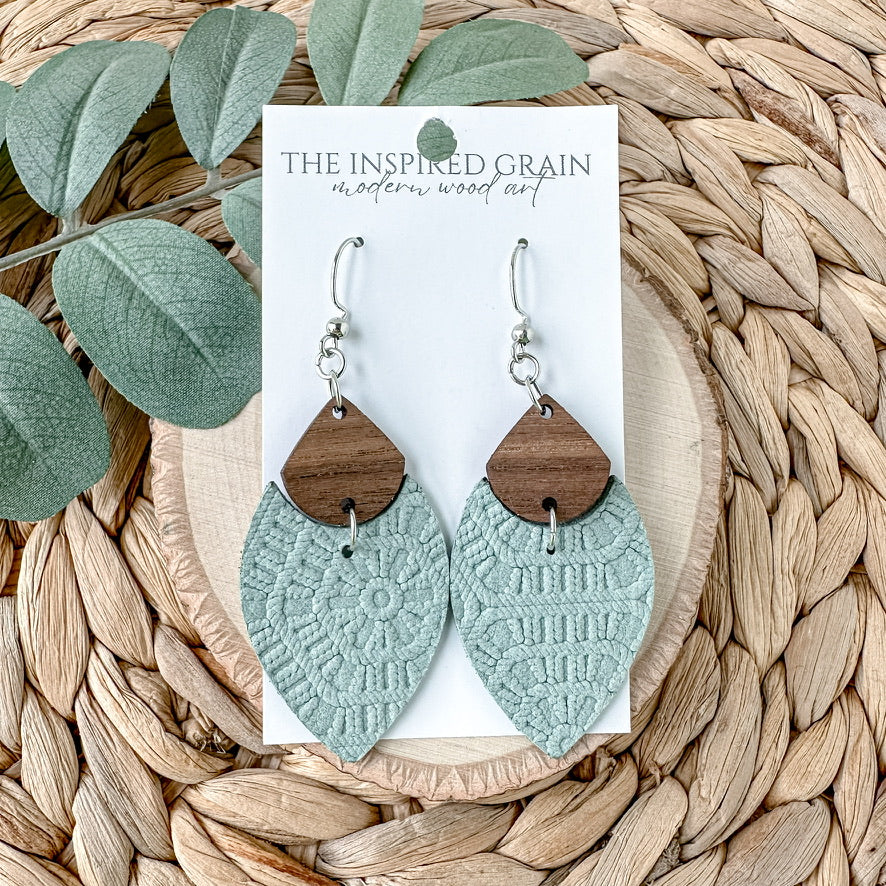 Split Petal Earrings - Seafoam Lace