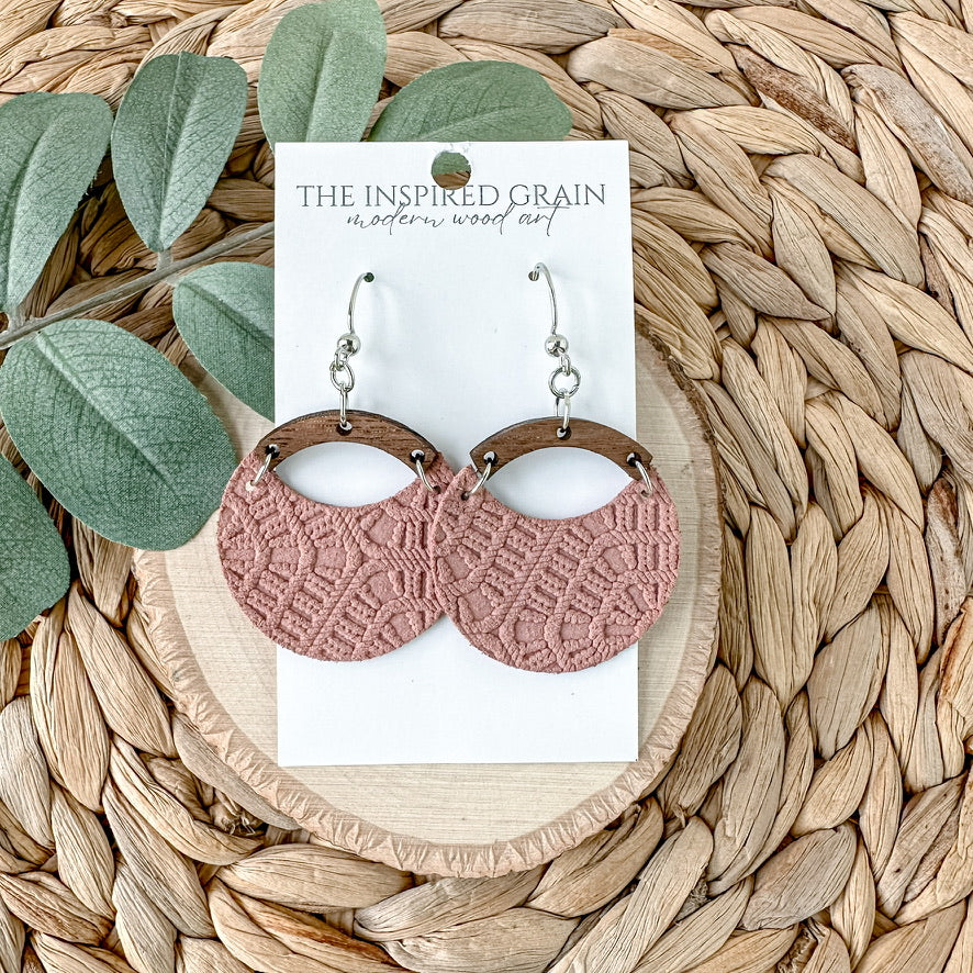 Round Arch Earrings - Mauve Lace