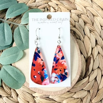 Oblong Earrings - Americana Floral