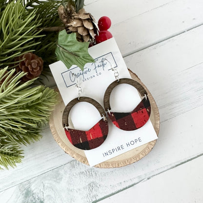 Split Arch Earrings - Buffalo Plaid