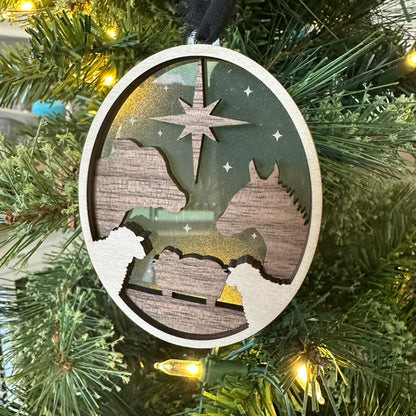 Animals at the manger ornament