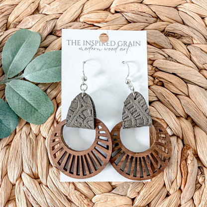 Radial Hoop Earrings - Olive Lace