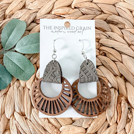 Radial Hoop Earrings - Olive Lace