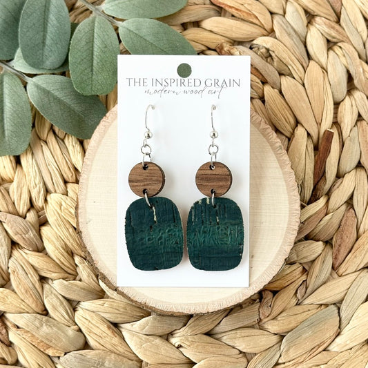 Rectangle Round Earrings - Natural Blue