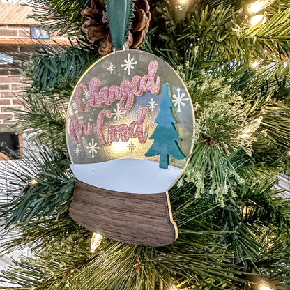 Pink and Green Snow Globe Ornament - Changed for Good