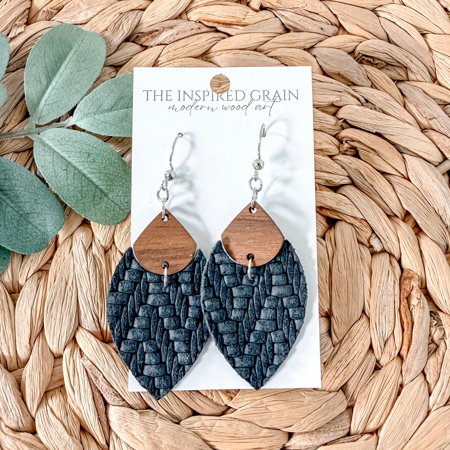 Split Petal Earrings - Charcoal Knit