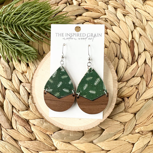 Split Teardrop Earrings - Pine Branch