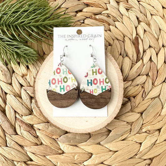 Split Teardrop Earrings - HO HO HO
