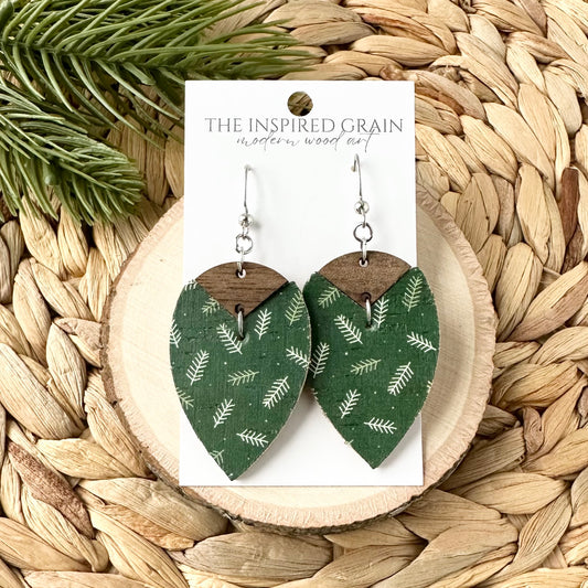 Reverse Teardrop Earrings - Pine Branch