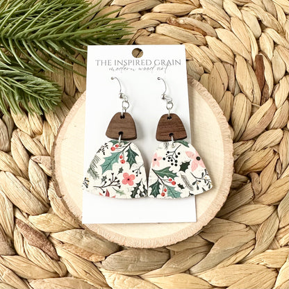 Trapezoid Earrings - Holly Floral