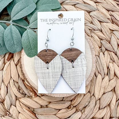 Reverse Teardrop Earrings - Natural Linen