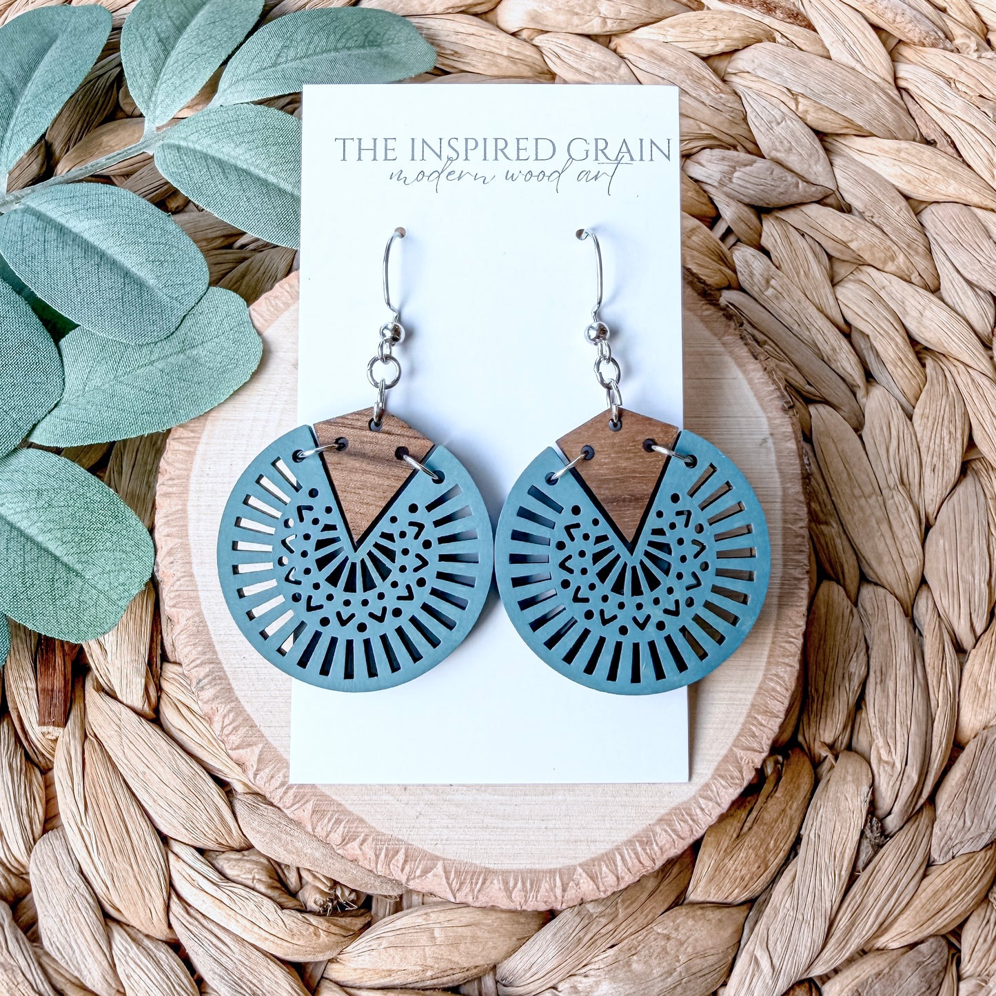 Mandala Circle Earrings | Blue